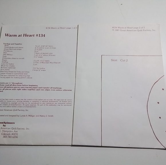 Dream Spinners #134 Warm At Heart Door Stopper Doll Pattern - Picture 2 of 3